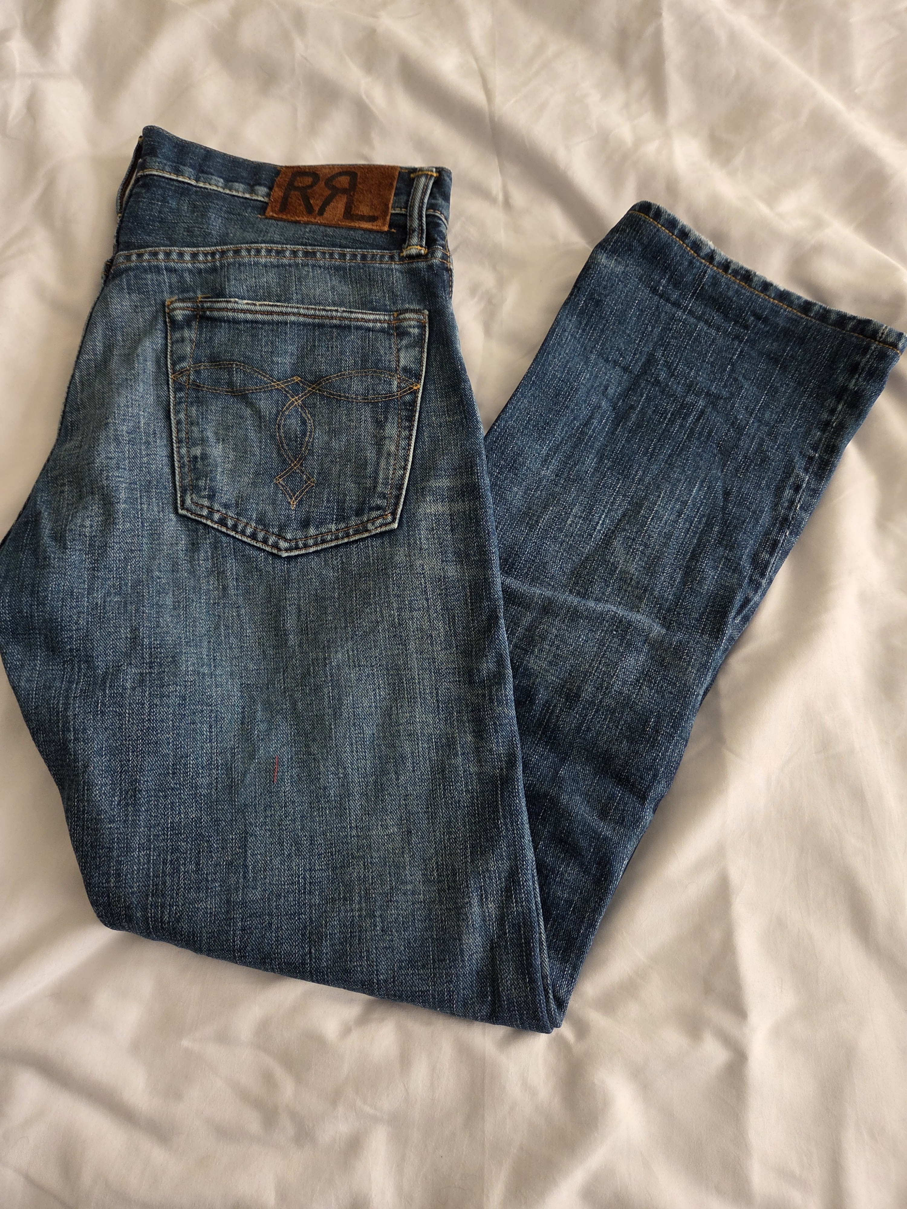 Ralph Lauren Double Rl Men's Mid-Blue Slim Bootcut Denim Jeans 31x34 Tags